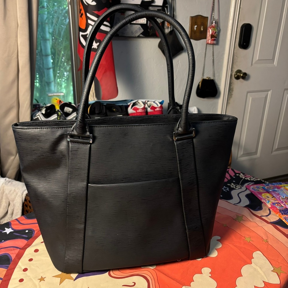 Vessel Signature 2.0 Tote Bag Black Textured Faux Leather Laptop Travel Golf - Picture 13 of 16